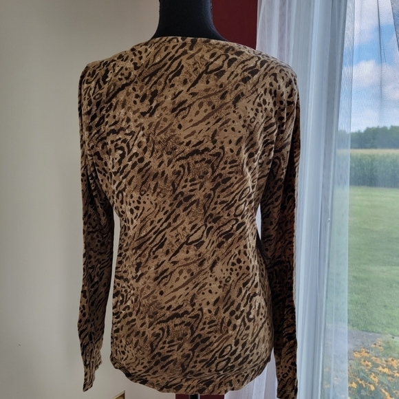 Jones New York Long Sleeve Animal Print Size Large - Picture 3 of 8